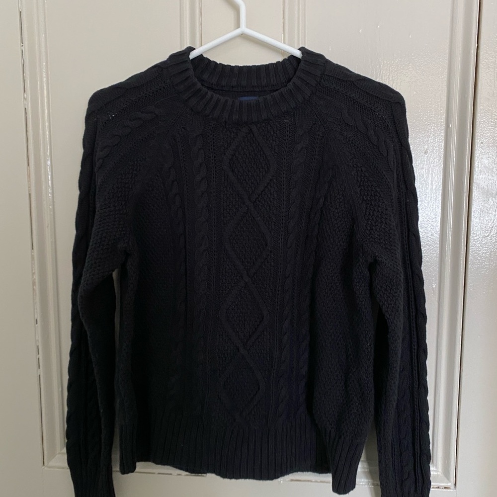 100% cotton GAP Black Cable-Knit Crewneck Summer Sweater